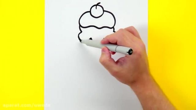 آموزش نقاشی به کودکان - نقاشی بستنی گیلاسی