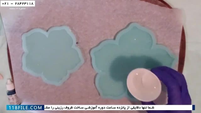 آموزش ظروف رزینی  -ساخت بشقاب رزینی طرح گل با قالب سیلیکونی