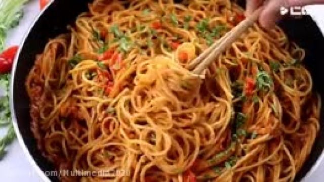 آموزش ساده برای اسپاگتی پنیر خامه ای