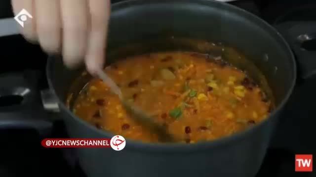 طرز تهیه سوپ جو هفت رنگ + مواد لازم | ویدیو 