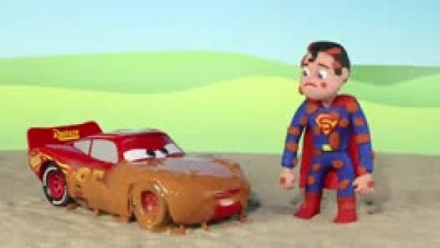 دانلود انیمیشن خانواده خمیری Superman Saves Lightning McQueen Cartoons For Kids