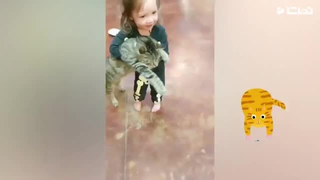 کلیپ بسیار بامزه ارتباط زیبا و جالب کودکان و حیوانات !