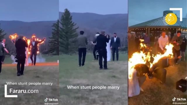 فیلم عروس و دامادی که در جشن عروسی، خود را آتش زدند!