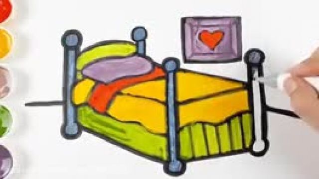 آموزش کشیدن نقاشی تخت خواب برای کودکان 