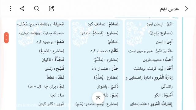 عربی نهم درس دوم