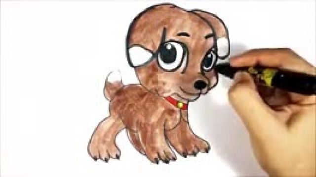 آموزش کشیدن نقاشی سگ بامزه برای کودکان 