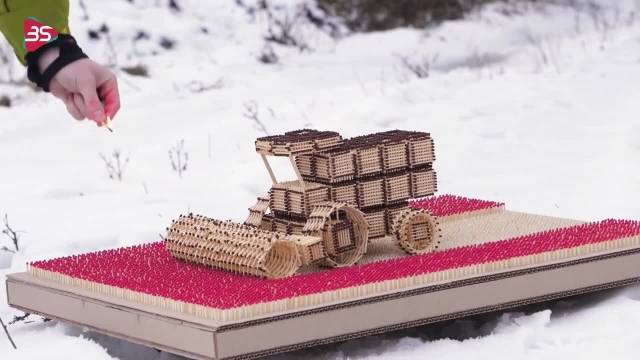ساخت ماکت و مدل کمباین با چوب کبریت بدون نیاز چسب (خفن)+آتش زدن آخر فیلم