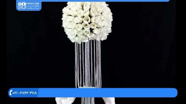  آموزش تشریفات عروسی-استند گل برای تزئین میز سرو شام با گل رز سفید