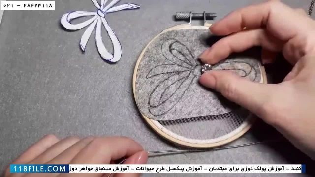 آموزش جواهر دوزی-اصول آموزش جواهر دوزی-آموزش گل سینه طرح پاپیون  