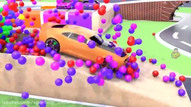 دانلود انیمیشن ماشین بازی این قسمت عبور از جاده با موانع پر از توپ های رنگی