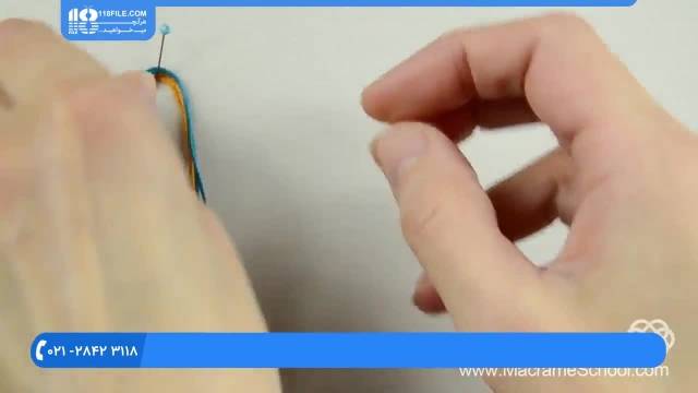 آموزش ساخت دستبند مکرومه - ساخت دستبند طرح مستطیل های رنگی