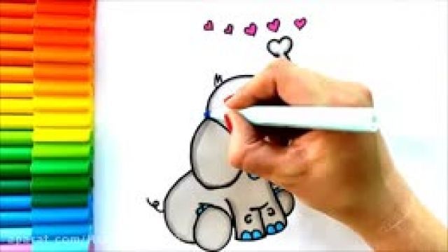 آموزش کشیدن  نقاشی فیل برای کودکان