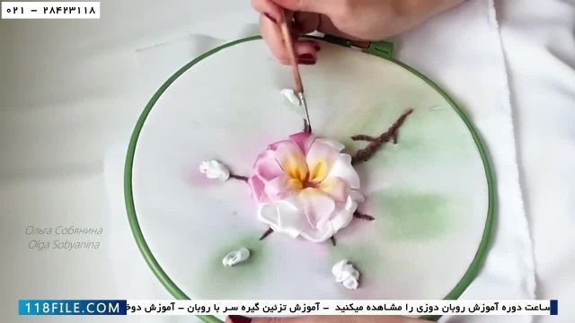 اصول آموزش روبان دوزی - آموزش گلدوزی گل با ربان ساتن