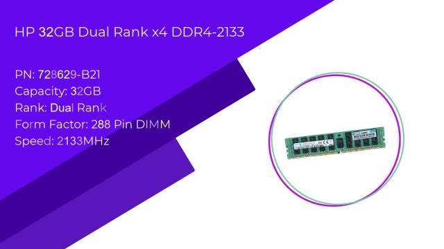 رم سرور اچ پی ایHP/HPE 32GB Dual Rank x4 DDR4-2133  با پارت نامبر 728629-B21