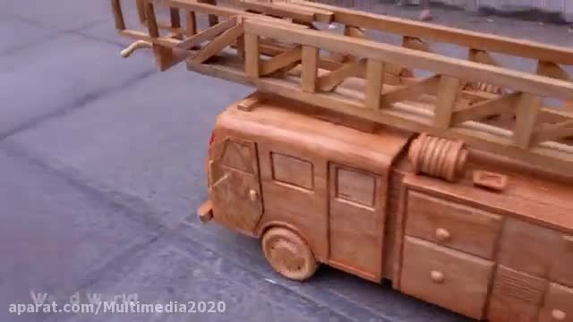 آموزش ساخت کاردستی ماشین آتش‌نشانی با چوب بسیار ساده !