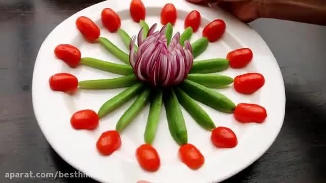 آموزش ایده های تزیین سالاد با گوجه خیار و پیاز