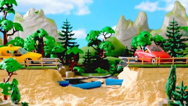 انیمیشن کودکانه - مهندس بازی بچه ها با بیل مکانیکی و کامیون 