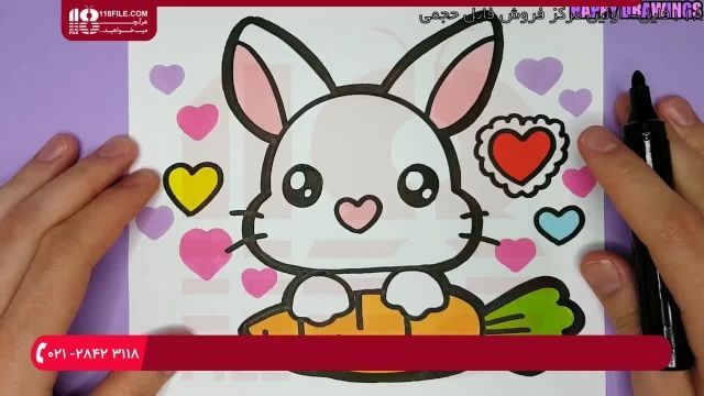 آموزش نقاشی به کودکان - نحوه نقاشی کردن خرگوش جذاب با هویج