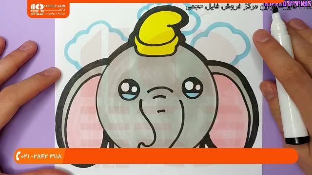 آموزش نقاشی به کودکان - نحوه نقاشی کردن بچه فیل جذاب