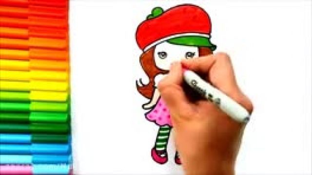  آموزش کشیدن نقاشی دختر توت فرنگی برای کودکان 