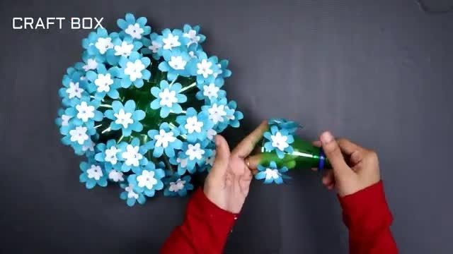 آموزش ساخت دسته گل با بطری و کاغذ در منزل !