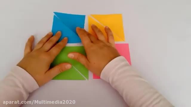 آموزش کاردستی با کاغذ - ساخت فرفره های رنگی