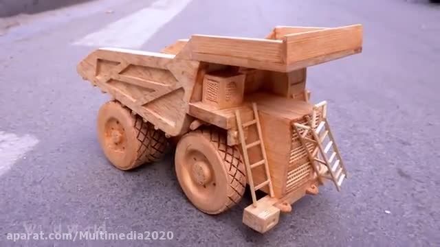 آموزش ساخت کاردستی کامیون کمپرسی با چوب بسیار ساده !