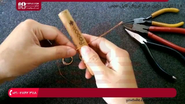 آموزش ساخت دستبند با سیم مسی و بلورهای آبی