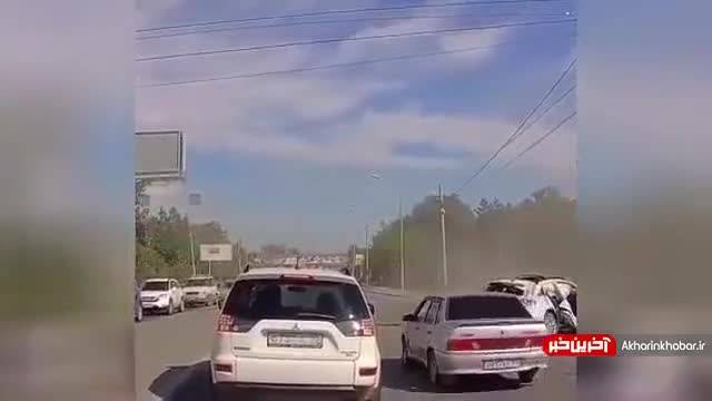 فیلم پرتاب شدن راننده تویوتا بعد از تصادف وحشتناک