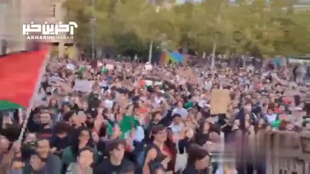 تجمع گسترده مردم پاریس در دفاع از مردم فلسطین با وجود تهدید پلیس