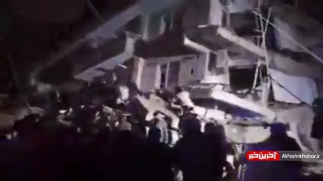 کلیپ زلزله امروز ترکیه |  لحظه فروریختن ساختمان 8 طبقه در دیاربکر ترکیه