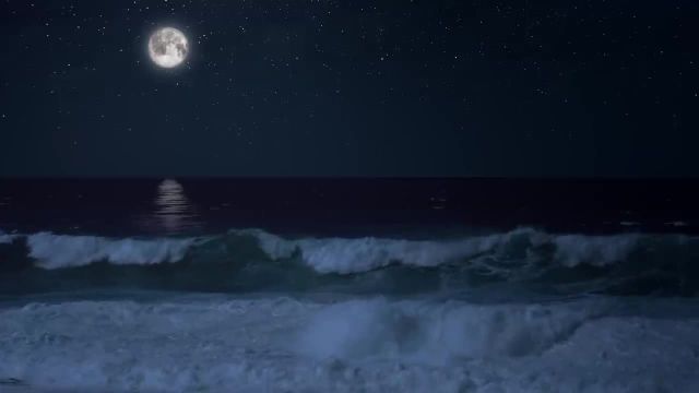 10 ساعت صداهای آرام بخش اقیانوس | شب ماه کامل با صداهای موج برای خواب عمیق