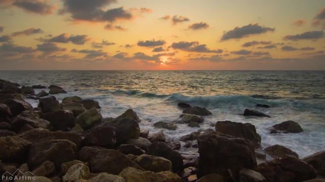 صدای امواج برای خواب عمیق و آرامش | غروب آرامش‌ بخش در دریای مدیترانه، اسرائیل
