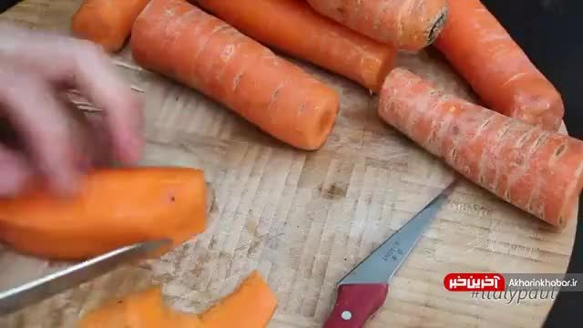 آموزش میوه آرایی هویج | درست کردن صندلی با هویج