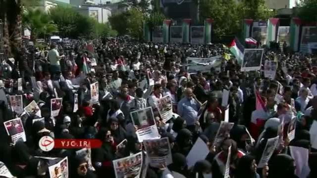 تجمع اعتراضی در حمایت از مردم فلسطین در میدان فلسطین تهران