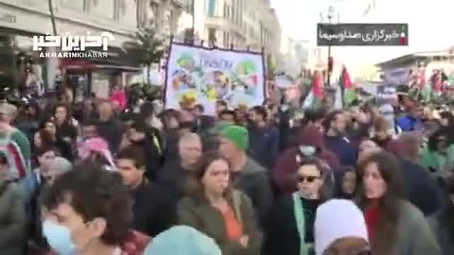 فریاد خشم و نفرت از رژیم صهیونیستی در خیابان‌ های لندن