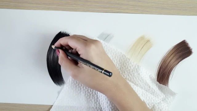 آموزش نقاشی انواع موها با مداد رنگی