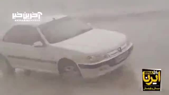 بارش شدید و طوفانی باران در فنوج سیستان و بلوچستان