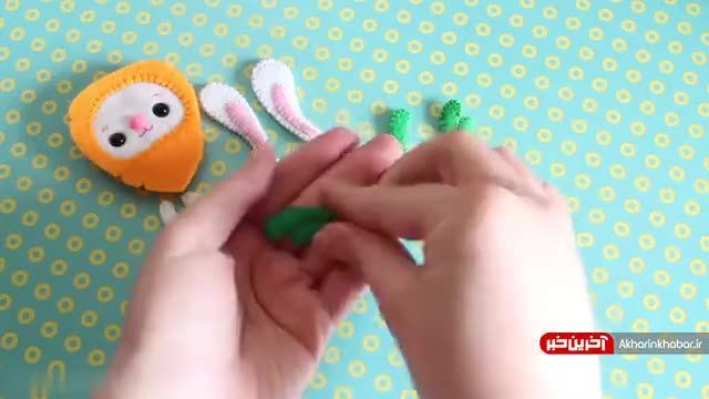 آموزش گام به گام دوخت عروسک نمدی با الگو |  عروسک خرگوش هویجی