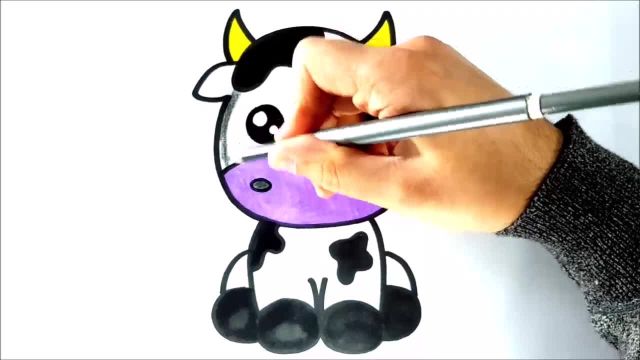 آموزش نقاشی رنگی گاو کیوت و ساده برای کودکان