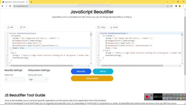 بهترین سایت برای خوشگل تر کردن کد های جاوااسکریپتی مخصوص طراحان وب