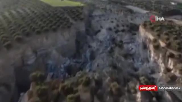 ویدئوی پهپادی از یک گسل به جا مانده پس از زلزله در ترکیه
