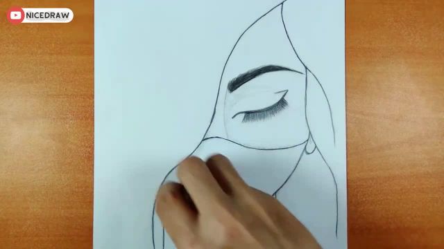نحوه کشیدن ساده نقاشی صورت دختر با ماسک | آموزش آسان رسم 3 خط چهره دختر با ماسک