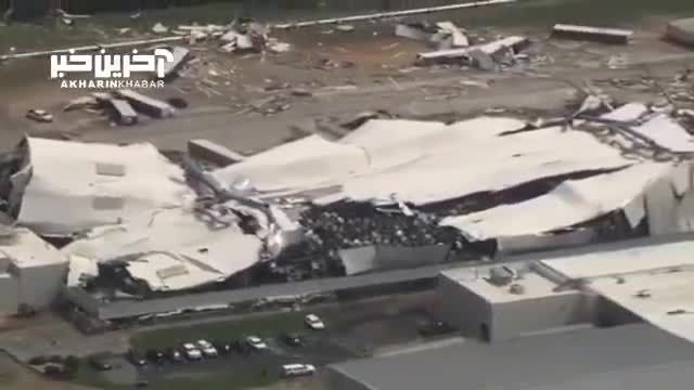 کلیپ گردباد واقعی | ساختمان کارخانه داروسازی فایزر آمریکا را ویران کرد