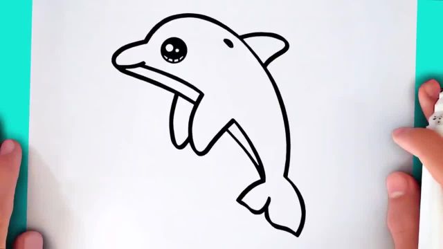 آموزش نقاشی دلفین کیوت و بسیار ساده برای کودکان