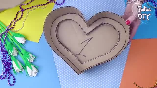 آموزش ساخت جعبه کادویی قلبی شکل با کارتون | جعبه سازی مخفی