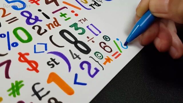 حروف دستی اعداد و نمادهای تایپوگرافی با قلم مو و نشانگر | گلیف ها