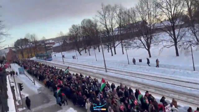 تظاهرات برفی مردم نروژ در اعتراض به صهیونیسم