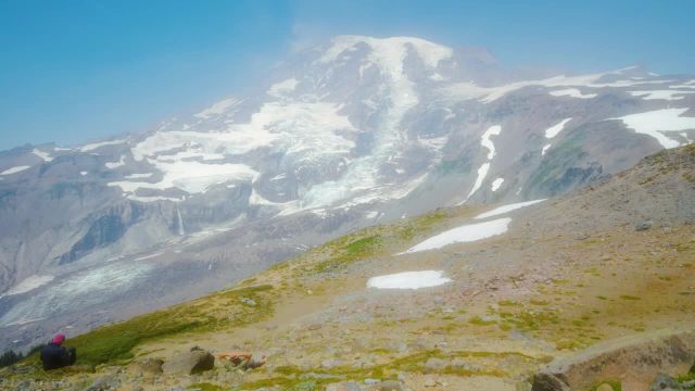 آرامش کوهنورد در کوه رینیر | منظره کوه و صداهای آرامش بخش طبیعت