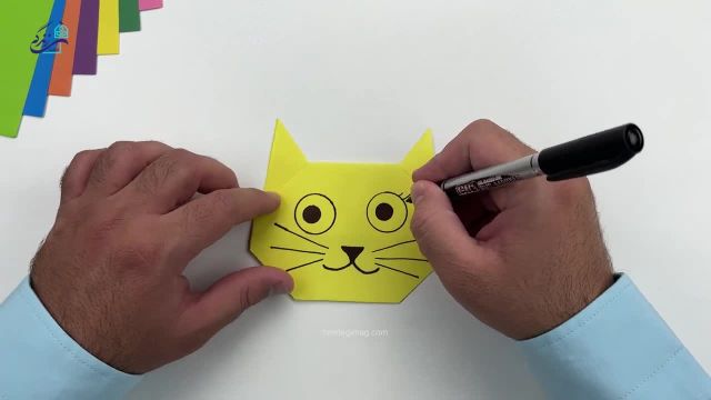 آموزش ساده ساخت کاردستی با کاغذ : گربه کاغذی